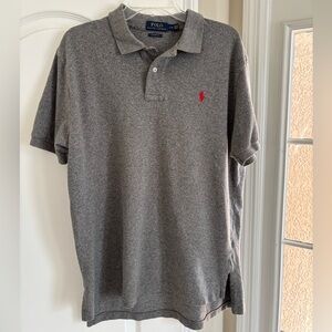 Polo Ralph Lauren Men's Charcoal Polo Shirt with Red Logo